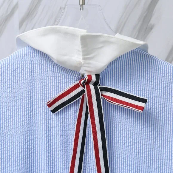 THOM BROWNE Blue Striped Casual Dress - Picture 7 of 9
